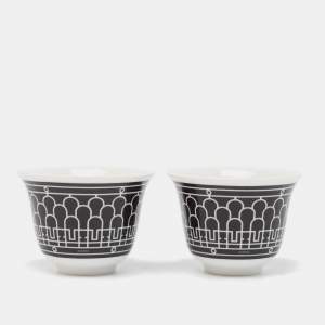 Hermès Noir Porcelain H Deco Mini Cup Set of 2