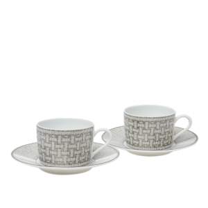 Hermes Mosaique au 24 Platinum Tea Cup & Saucer Set