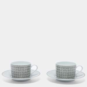 Hermes Mosaique au 24 Platinum Tea Cup & Saucer Set