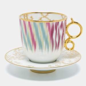 Hermes Voyage En Ikat Tall Cup and Saucer
