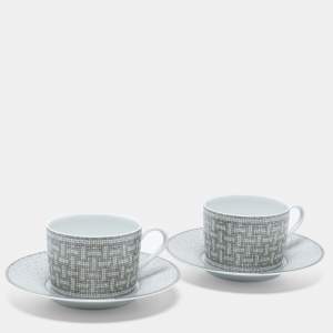 Hermès Mosaique AU 24 Platinum Tea Cup & Saucer Set