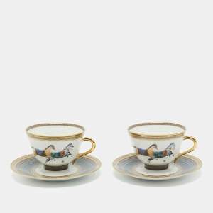 Hermes Porcelain Cheval D'Orient Tea Cup & Saucer Set