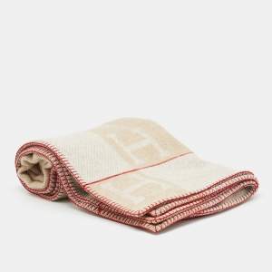 Hermès Beige Cashmere Avalon Signature Avalon Throw Blanket