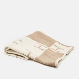 Hermès Noisette Moyen/Blanc Cashmere Avalon Baby Blanket