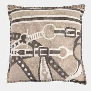 Pre Owned وسادة هيرميس صوف البيج