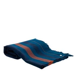 Hermes Blue Wool Rocobar Blanket 