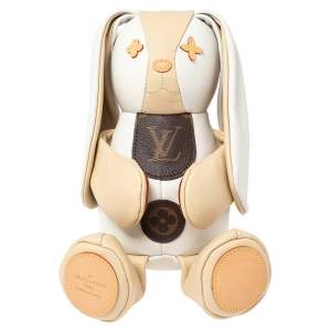 Louis Vuitton Beige/White Leather and Monogram Canvas Doudou Lewis Toy