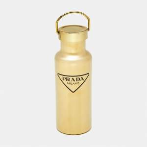 Pre Owned Prada Gold Tone Metal Thermal Water Bottle