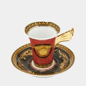 Pre Owned Rosenthal Meets Versace Medusa Coffee Cup and Saucer
