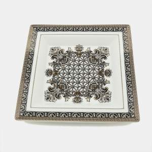 Rosenthal Meets Versace White & Black Printed Porcelain Square Dish