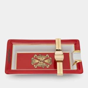 S.T. Dupont Red/White Fuente Opus X Cigar Ashtray With Adjustable Gold Bridge