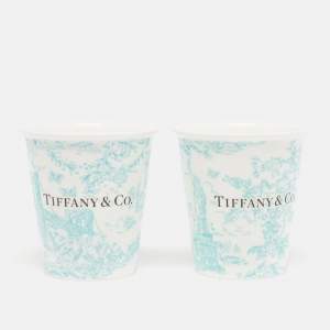 Tiffany & Co. Toile Fine Bone China White Coffee Cup Set of 2