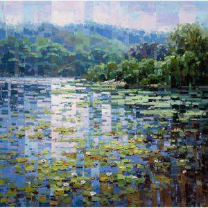 Canoeing By The Lake By Vadim Dolgov, Canada,2022 (92 X 92)
