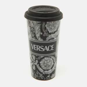 Versace Black & Gray Barocco Travel Mug