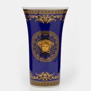 Rosenthal Meets Versace Medusa Blue Porcelain Vase