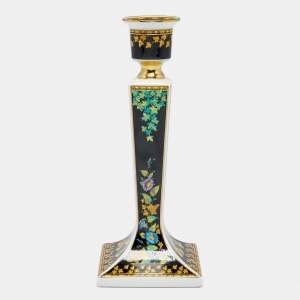 Rosenthal Meets Versace Gold Ivy Floral Print Porcelain Candle Holder