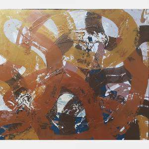 Golden Flow Abstact Painting Original Artwork On Canvas By Viktoria Lapteva, Ukraine,2021 (80 X 90)