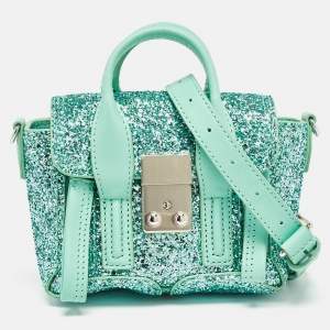 3.1 Phillip Lim Mint Green Glitter and Leather Nano Pashli Satchel