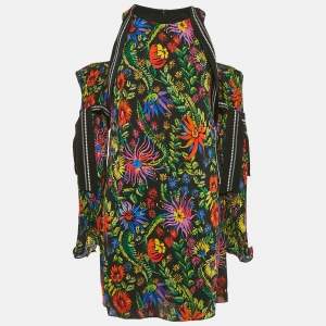 3.1 Phillip Lim Black/Multicolor Floral Print Crepe Cold Shoulder Mini Dress M