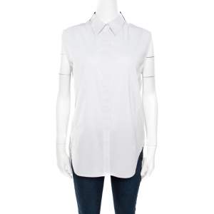 مملوكة مسبقًا قميص 3.1 فيليب ليم مونوكرومي مخطط بلا أكمام أزرار أمامية M