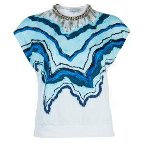 Pre Owned 3.1 Phillip Lim Printed Chain Detail Crop Top XS