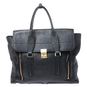 3.1 Phillip Lim Black Leather Large Pashli Top Handle Bag