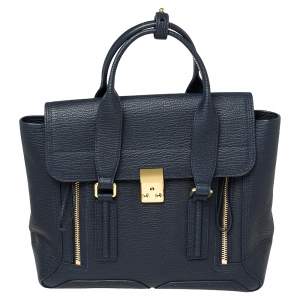 Pre Owned 3.1 Phillip Lim Navy Blue Leather Medium Pashli Satchel