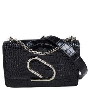 Pre Owned 3.1 Phillip Lim Black Croc Embossed Alix Crossbody Bag