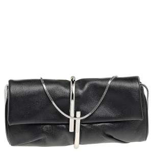 Pre Owned حقيبة كلتش 3.1 فيليب ليم أليكس مينوديري جلد سوداء