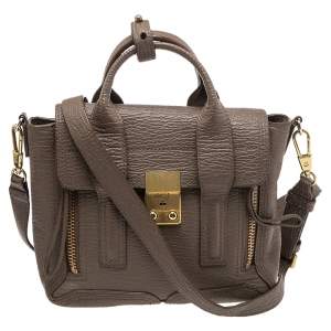 Pre Owned حقيبة ساتشل 3.1 فيليب ليم ميني جلد رمادي ليموني