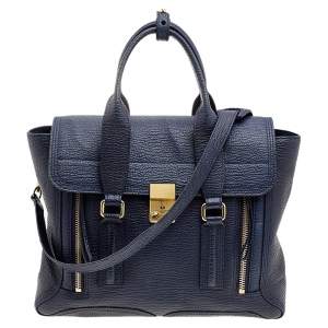 Pre Owned حقيبة ساتشل 3.1 فيليب باشلي متوسطة جلد أزوق داكن متوسطة