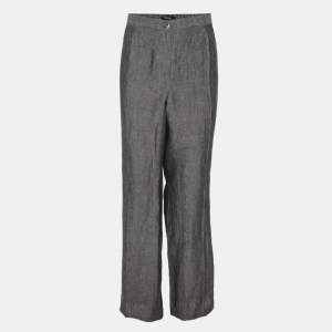Pre Owned Elena Miro Grey Linen Regular Leg Pants XXL