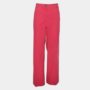 Pre Owned Elena Miro Pink Stretch Cotton Wide Leg Trousers XXXL