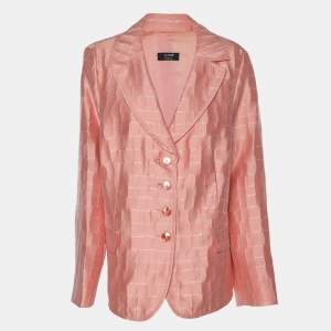 Basler Peach Jacquard Square Stone Details Blazer XXXL
