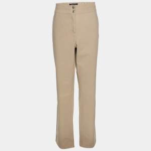 Pre Owned Elena Miro Khaki Stretch Cotton Wide Leg Pants XL