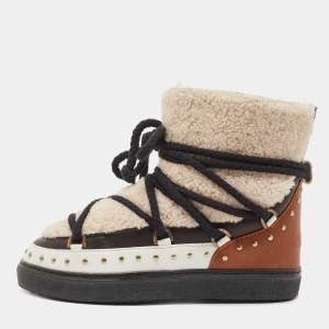 Inuikii Multicolor Leather and Fur Curly Rock High Top Sneakers Size 38