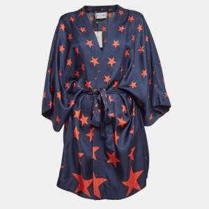 AZ Factory Blue You're A Star Print Silk Kimono M/L