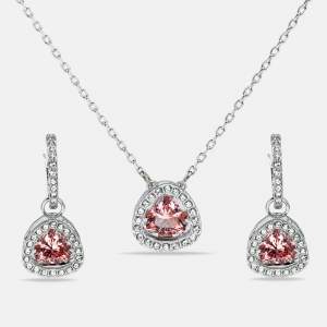 Swarovski Una Crystals Silver Tone Earring Necklace Set