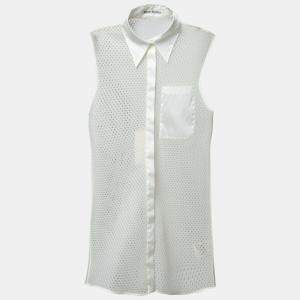 Acne Studios White Perforated Mesh Sleeveless Adelia Shirt M
