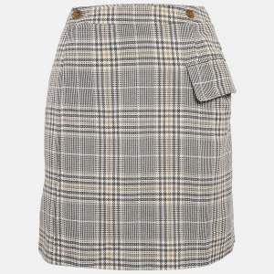 Acne Studios Beige Plaid Cotton Mini Wrap Skirt S