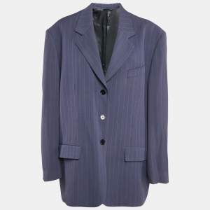 Acne Studios Blue Stripe Wool Blend Oversized Blazer L