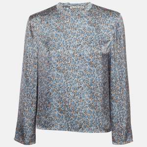 Acne Studios Blue Printed Satin Blouse S