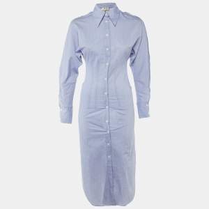 Pre Owned Acne Studios Blue Cotton Button Front Long Shirt Dress XS