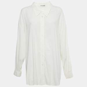 Pre Owned Acne Studios White Stretch Crepe Oversized Shirt S