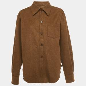مملوكة مسبقًا Acne Studios Brown Wool Long Sleeve Shirt M