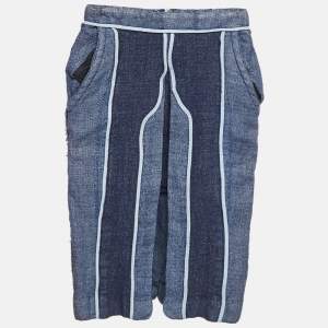 Pre Owned Acne Studios Blue  Kent Linen Striped Pencil Skirt S