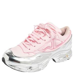 Adidas By Raf Simons Pink/Silver Leather And Mesh Ozweego Sneakers Size 36 2/3