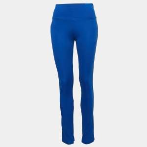 Adidas Blue Knit Tight Fit Mid Rise Trackpants S