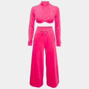 Pre Owned Adidas x Jeremy Scott Pink Velvet Tracksuit S