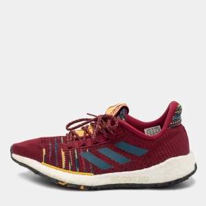Adidas x Missoni Burgundy Knit Fabric Pulseboost Low-Top Sneakers Size 38 2/3